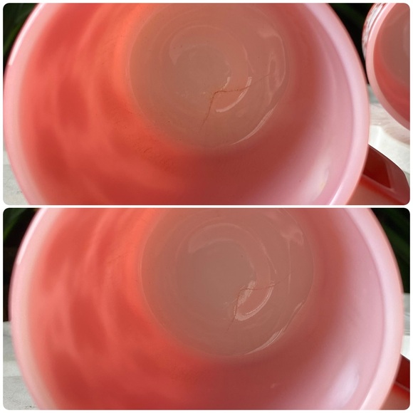 Pair of Vintage Federal Glass Calico Floral Mugs - 1950s USA Rare Tea Coffee Set - Picture 10 of 11